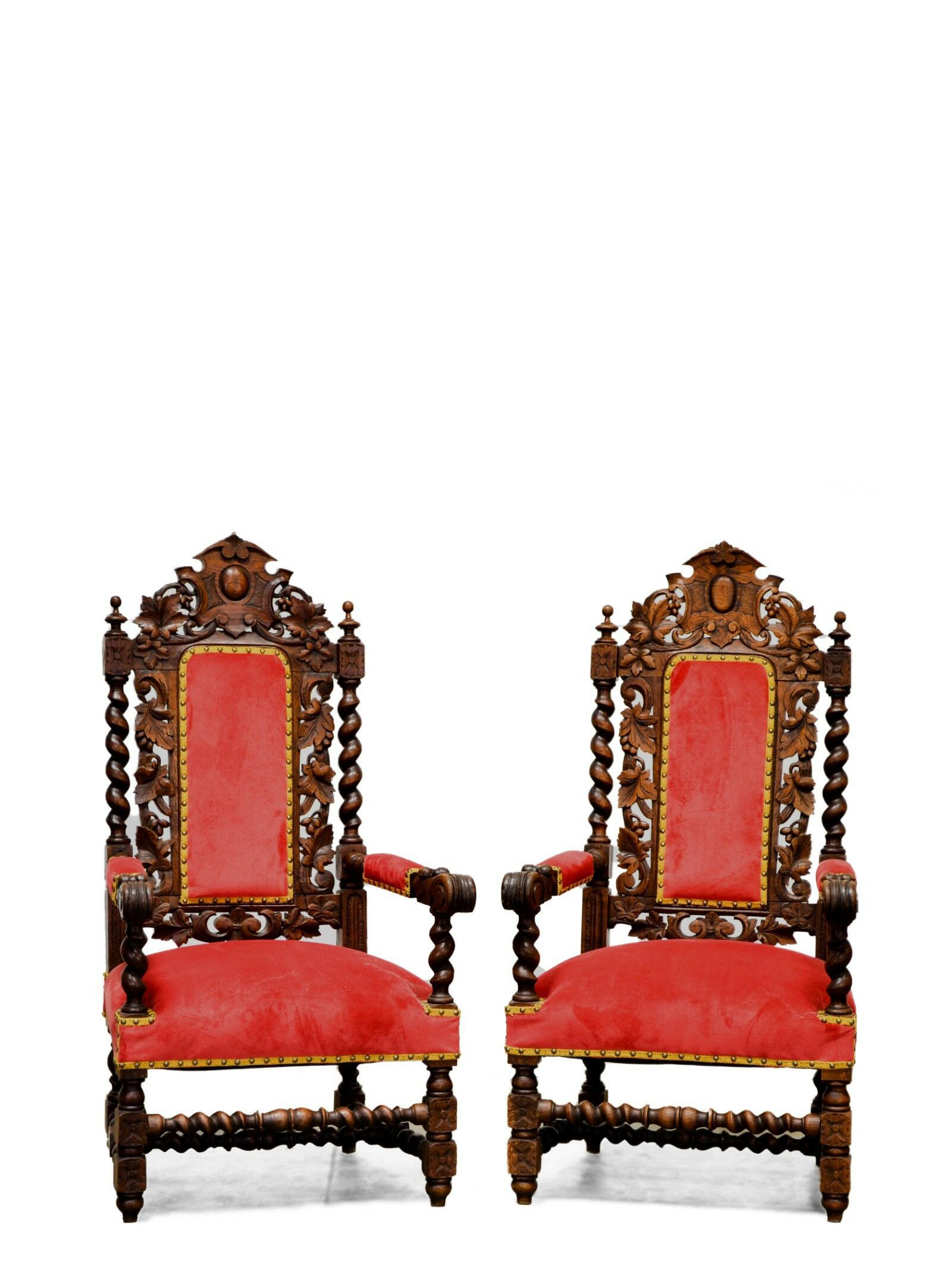 French Antique Carved Arm Chairs